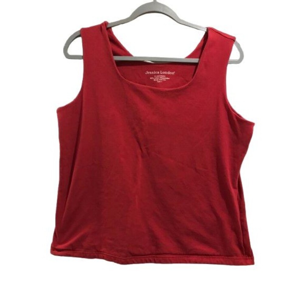 Women's Medium Tank Top Jessica London Red Cotton/Spandex